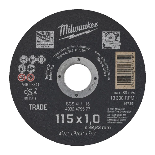 Tarcza korundowa do cięcia metalu 115x1 INOX TRADE Milwaukee