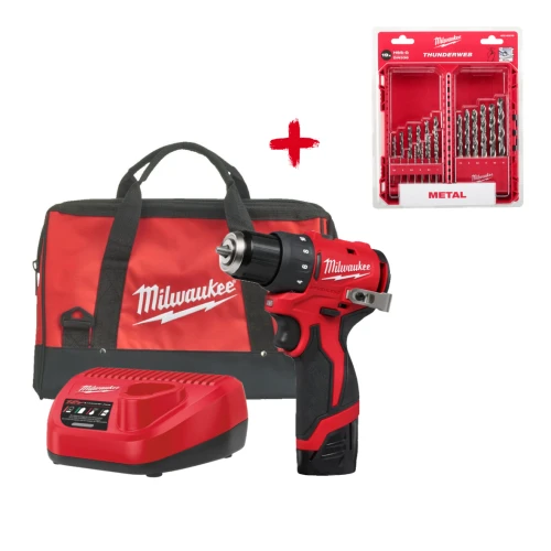 Zestaw kompaktowa wiertarko-wkrętarka M12 BLDDRC-201B Milwaukee + GRATIS